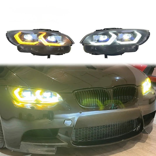 For BMW E92/E93 Dual-Color DRL Headlights (2006–2010)