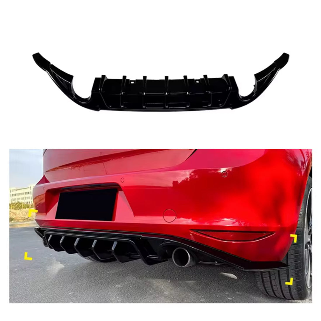 VW Golf MK7 GTI/R/GTD Rear Diffuser – Gloss Black (2013–2016)
