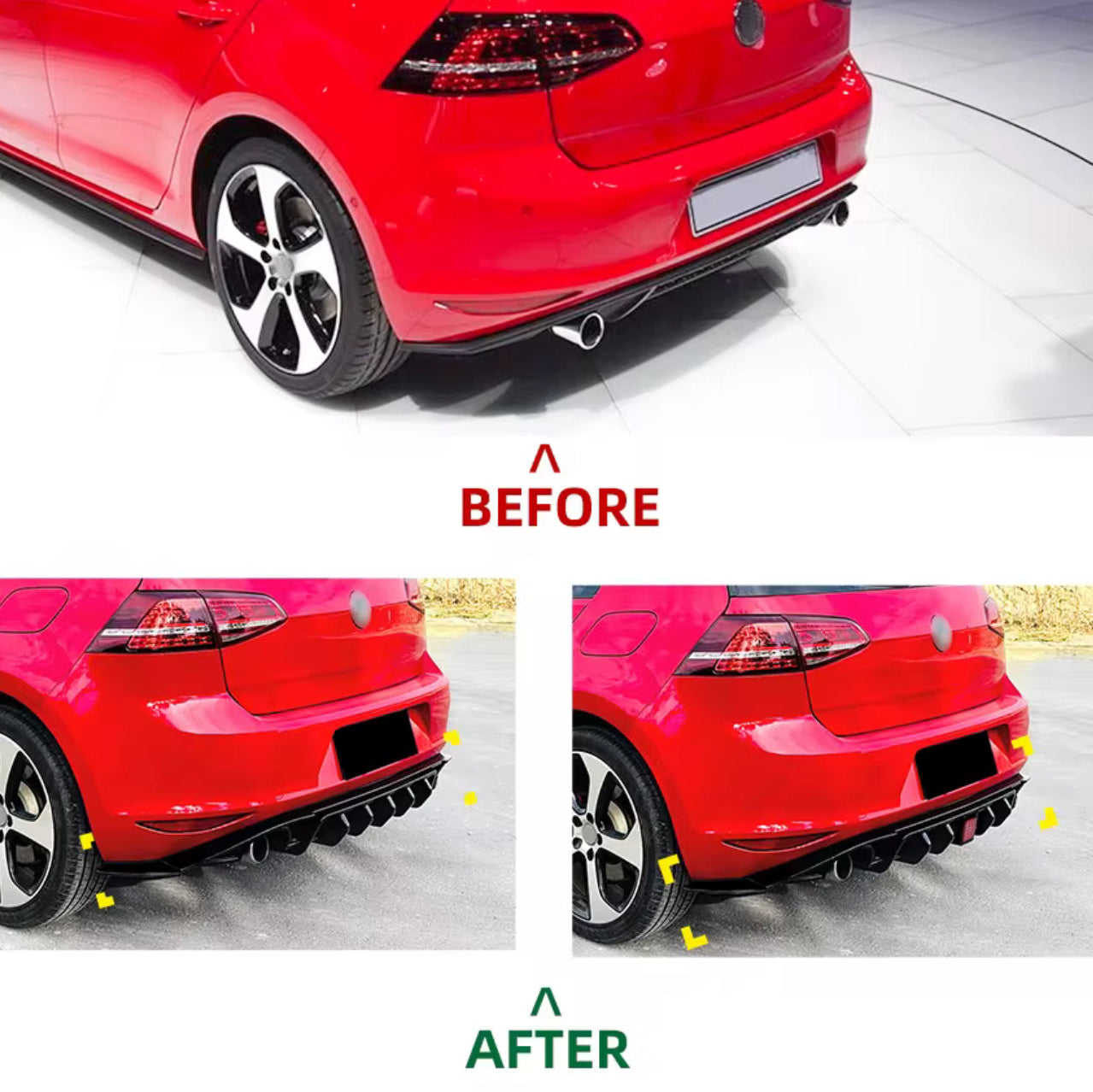 VW Golf MK7 GTI/R/GTD Rear Diffuser – Gloss Black (2013–2016)