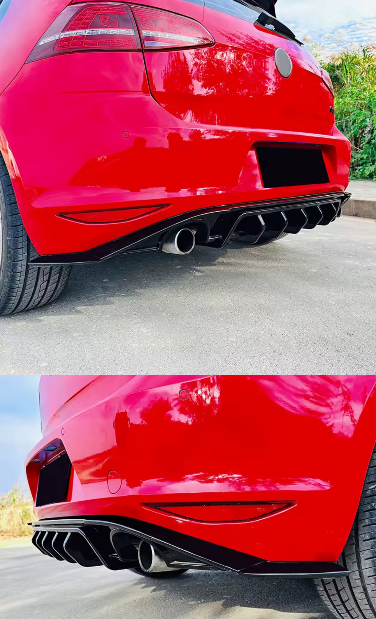 VW Golf MK7 GTI/R/GTD Rear Diffuser – Gloss Black (2013–2016)