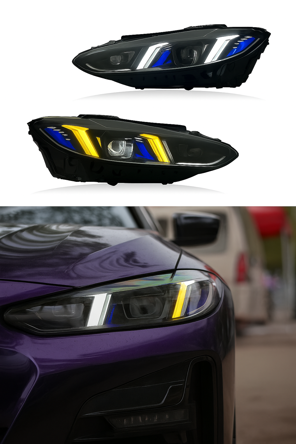 For BMW G22/G80/G82 Dual-Color DRL Headlights – New Design (2021–2024)