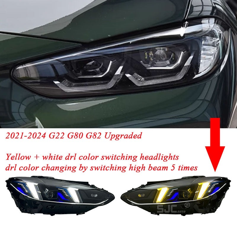 For BMW G22/G80/G82 Dual-Color DRL Headlights – New Design (2021–2024)